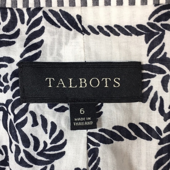 Talbots Gray White Stripe Blazer Jacket Womens 6 Three‎ Button Front Seersucker - Picture 5 of 10